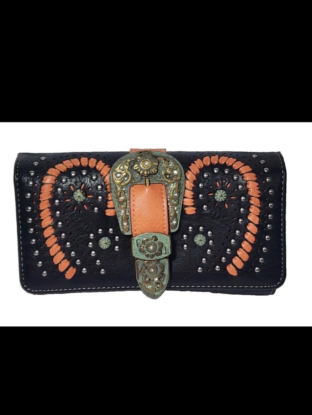 New Montana West Wallet Purse Clutch Bag Western Cowgirl Boho Black New Buckle